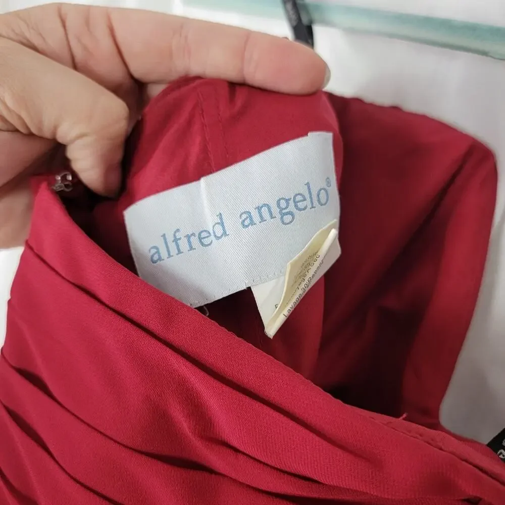Alfred Angelo Claret Red Strapless Bridesmaid Dress, Sz 2 - Picture 2 of 3